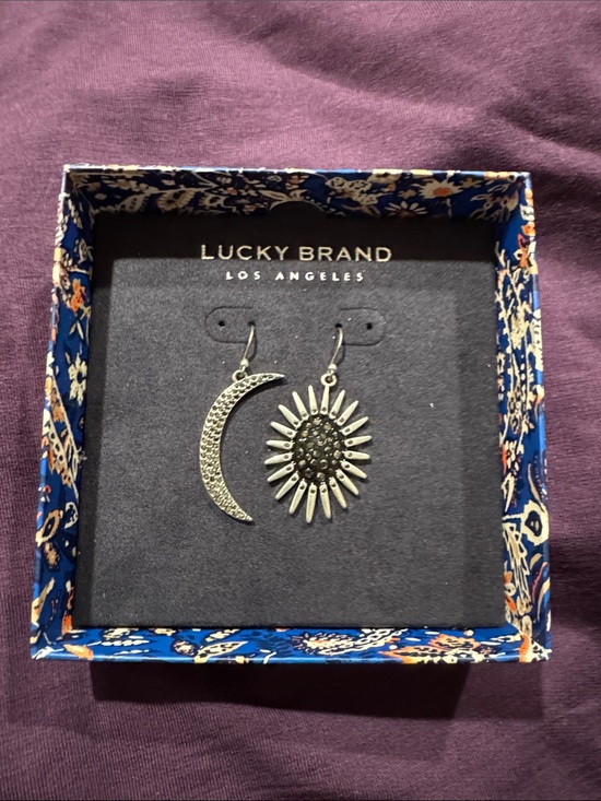 Lucky Brand Jewelry - Lucky Brand Sun and Crescent Moon Dangle Earrings - Silver-Tone